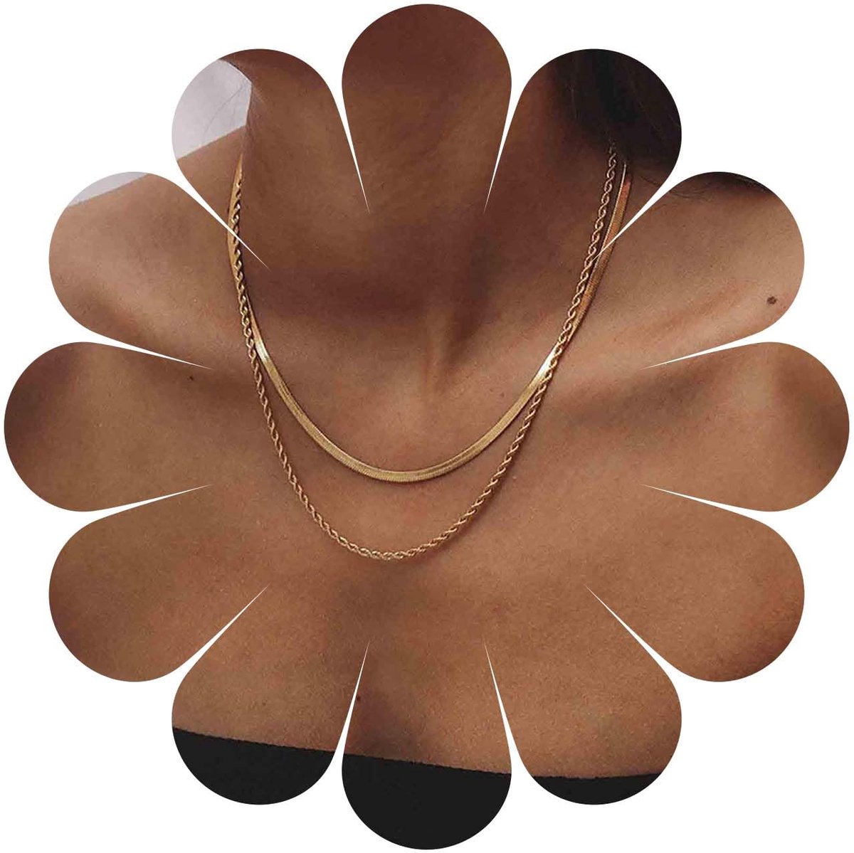 overlappende platte halsketting visgraat choker kettingen gouden slang ketting overlappende kettingen gedraaide slang punk sieraden voor vrouwen