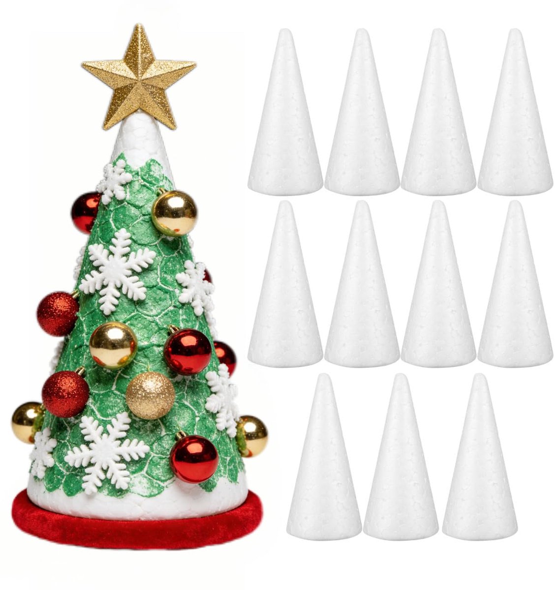 12 stuks 10 cm witte massieve doe-het-zelf kegels om te knutselen voor kinderen kerstdecoratie knutselaccessoires voor winter en feestelijke tafelarrangementen