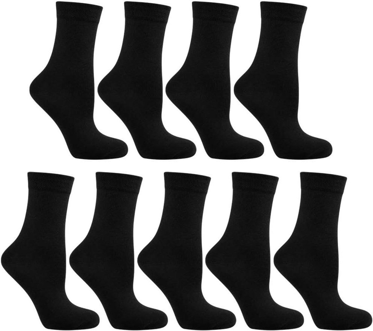 Dames Sokken - Zonder Elastiek - Comfortabel Dragen - Geen Strakke Band - 9 Paar - Zwart