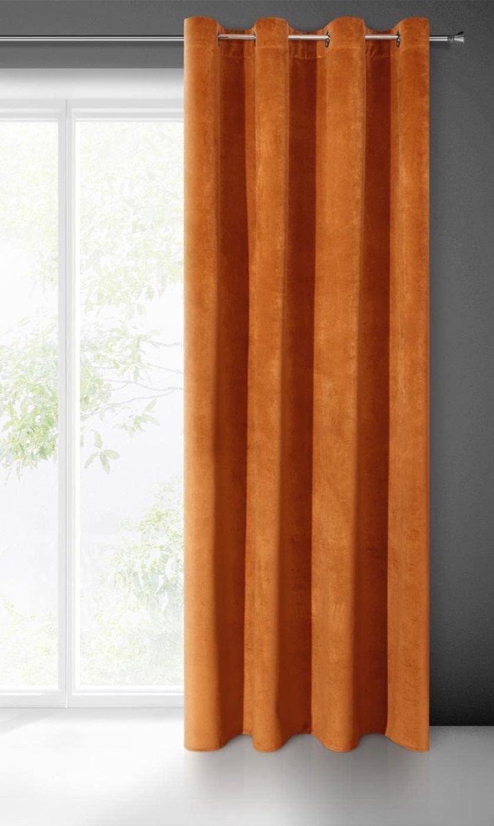 Villa Gordijn fluweel zacht 10 oogjes 1 stuks edel gordijn dik 290 g/m2 elegant glad effen pluizig modern klassiek woonkamer slaapkamer lounge, roestbruin, 140 x 250 cm