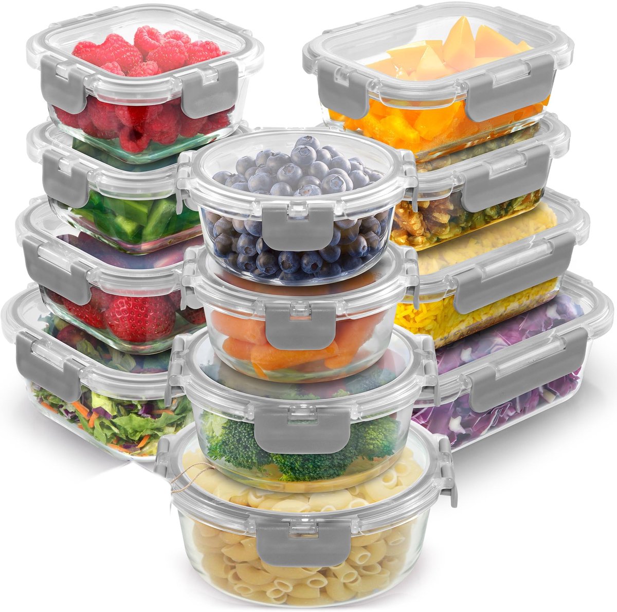 Opbergcontainers - Set van 12 - Grijs