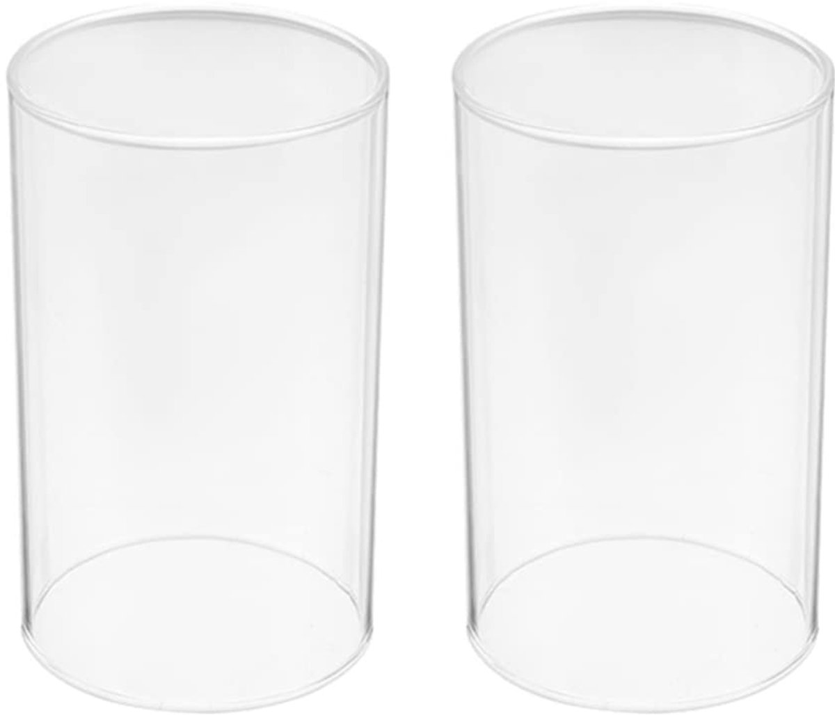 2 stuks kaarsglazen winddicht kaarshouders glazen cilinder theelichtglazen kaarsglas helder theelichtglas windlicht kaarshouder kaarskappen 20X8cm