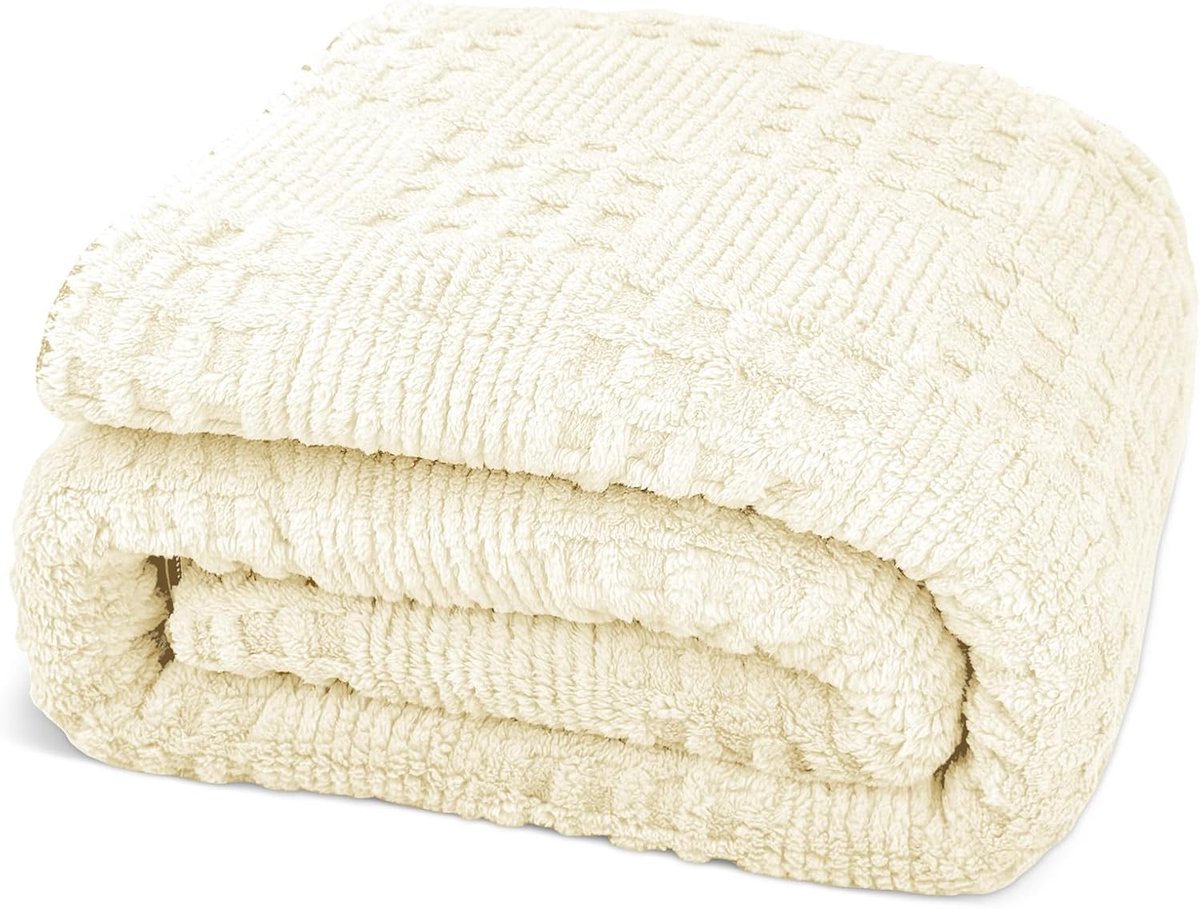 wollig, zacht, bankdeken, behaaglijk, pluizige dekens, voor bed en bank, warme winterdeken, woon- en knuffeldeken (wit, 150 x 200 cm)