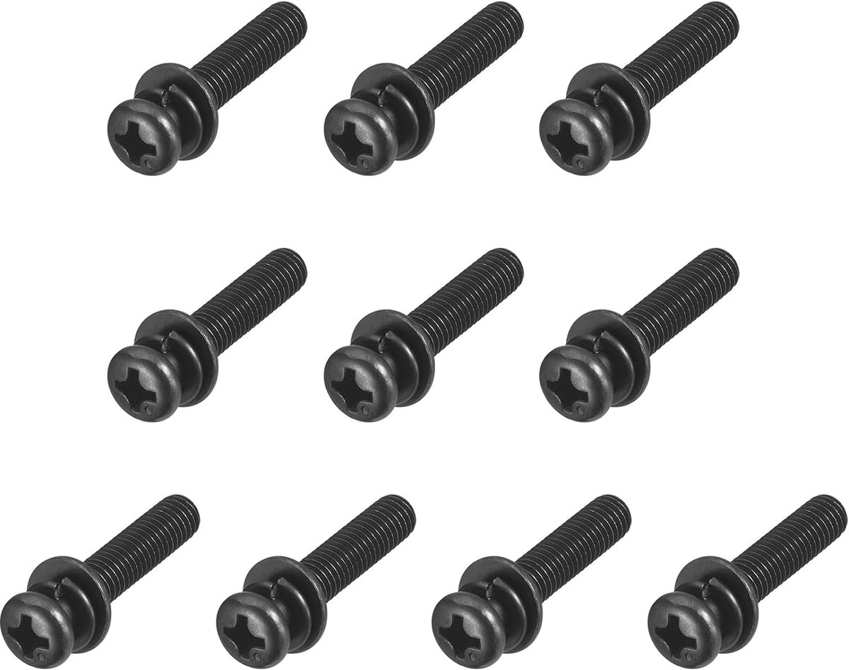 M5 x 25 mm schroevenset, 10 stuks roestvrijstalen schroeven, meubelschroeven, assortiment schroeven, machineschroeven, bouten gecombineerd met veerring en sluitringen voor reparaties
