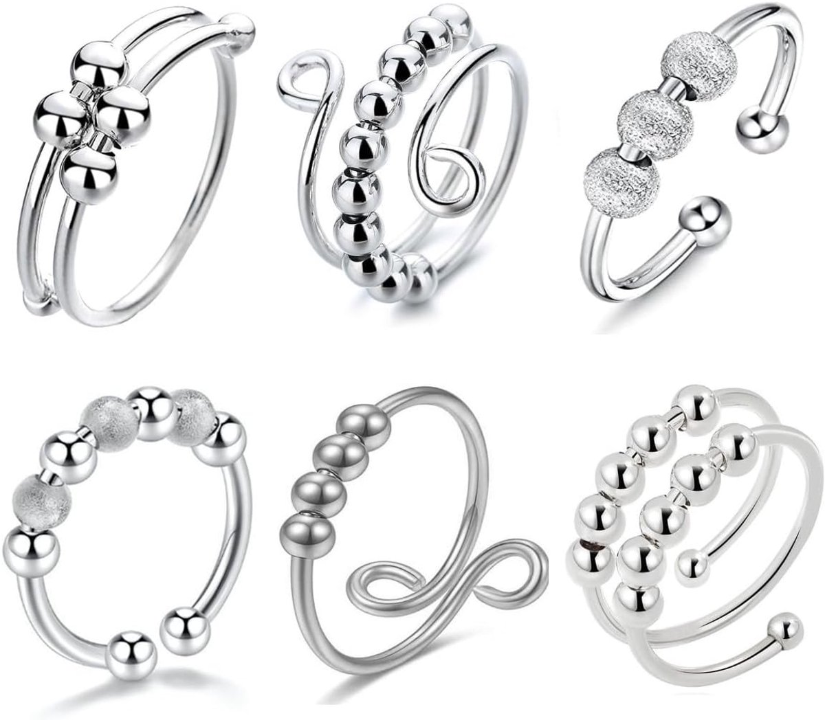 fidget-ring, spinner-ringen, ring met parels, verschillende stijlen, sloffy, anti-stress-sieren voor dames en heren, cadeau