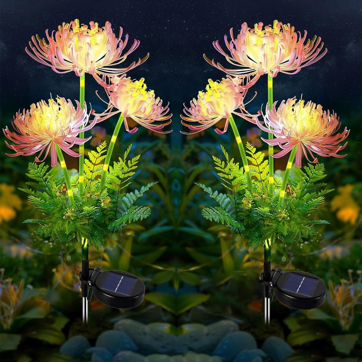 Bloemenlampen Buiten Tuin, 2 Stuks Tuinlampen Waterdicht Zonnelicht Bloemornamenten voor Tuinpad Terras Bruiloft Decoraties