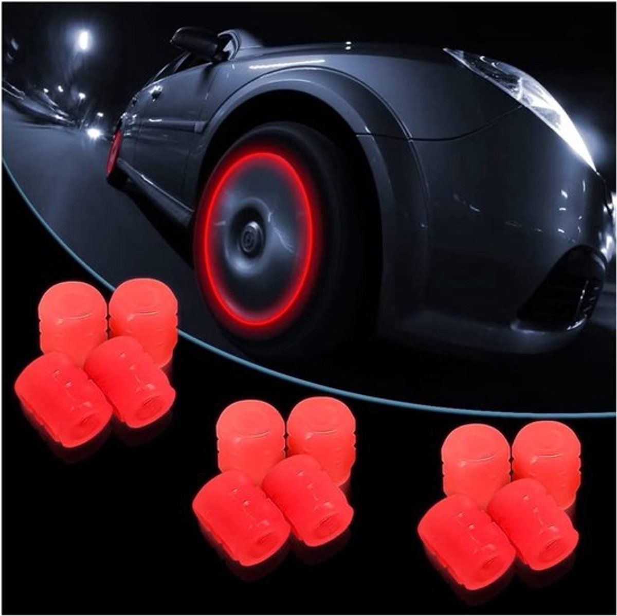 Golden crown - Bandventieldoppen - Nachtlichtend - Auto-accessoires
