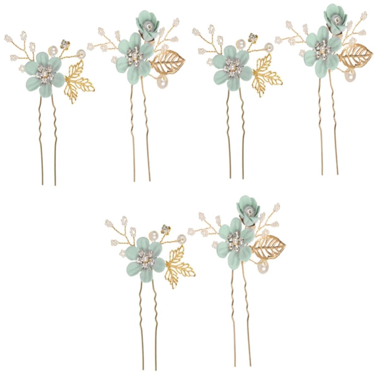 ifundom 6 stuks stof clip bloem kristal sieraden vintage U-haarspelden haarspelden party haarspeld haarknopen accessoires strass bruiloft