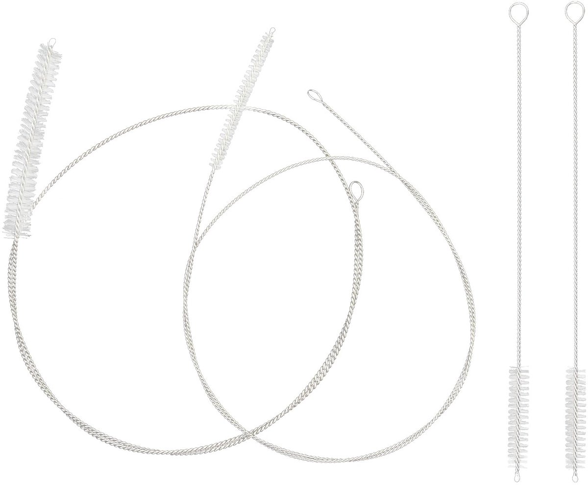 2 stuks, 100 cm, rietjesreinigingsborstel, lange nylon melkbuisborstel, met 2 stuks rietjesborstels van 24 cm, voor rietjes, slangen, theepotten, koffiemachines (wit)