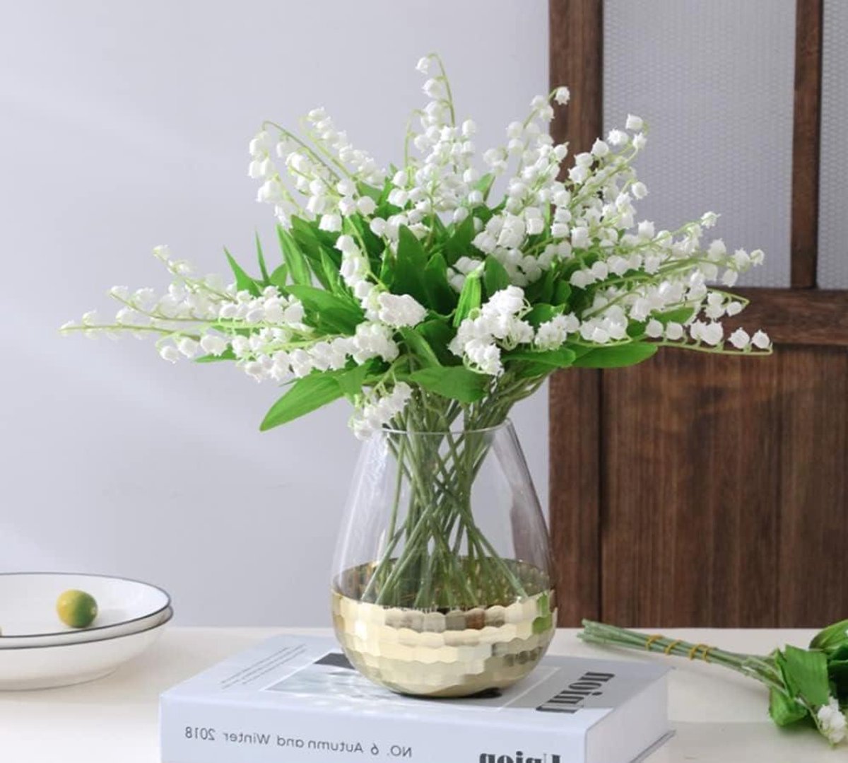Kunstlelietje-van-dalen - Nepbloemen boeket - Decoratie aanbrengen - Flexibele stelen - 18 stuks - Wit