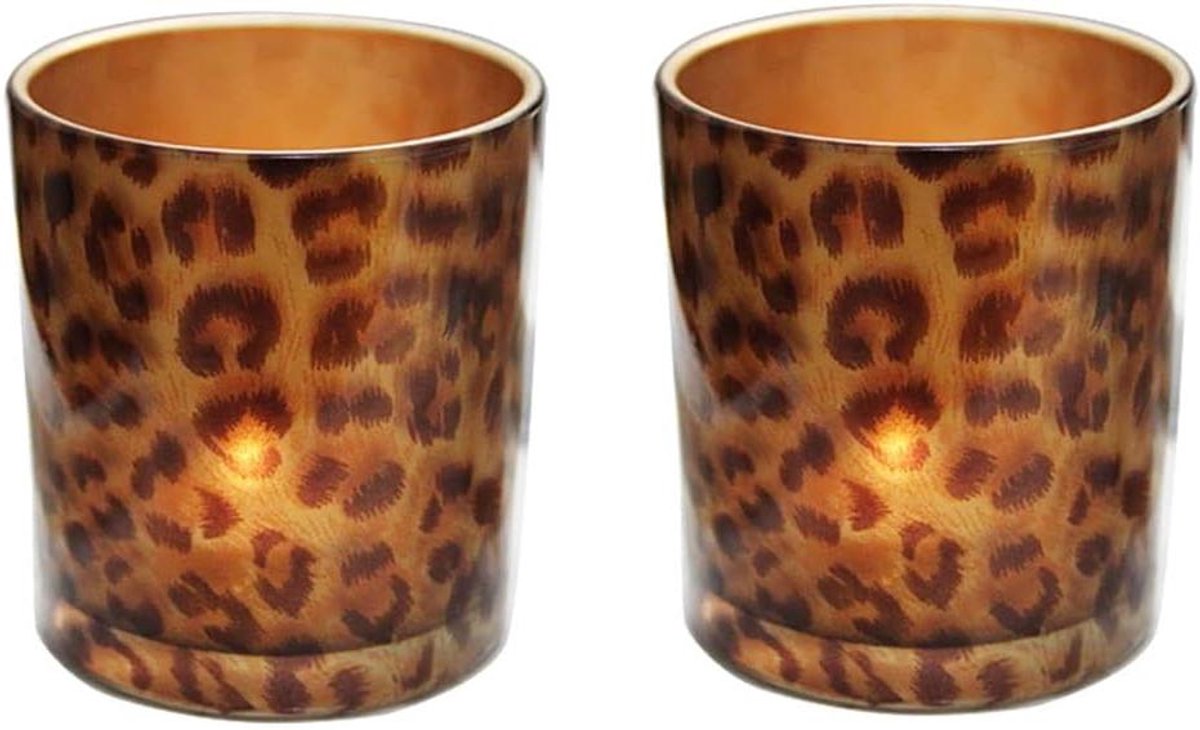 Theelichthouders - Kaarshouders Votive - Sfeer Creëren - Dierenprint Design - 35 Inch - Geel