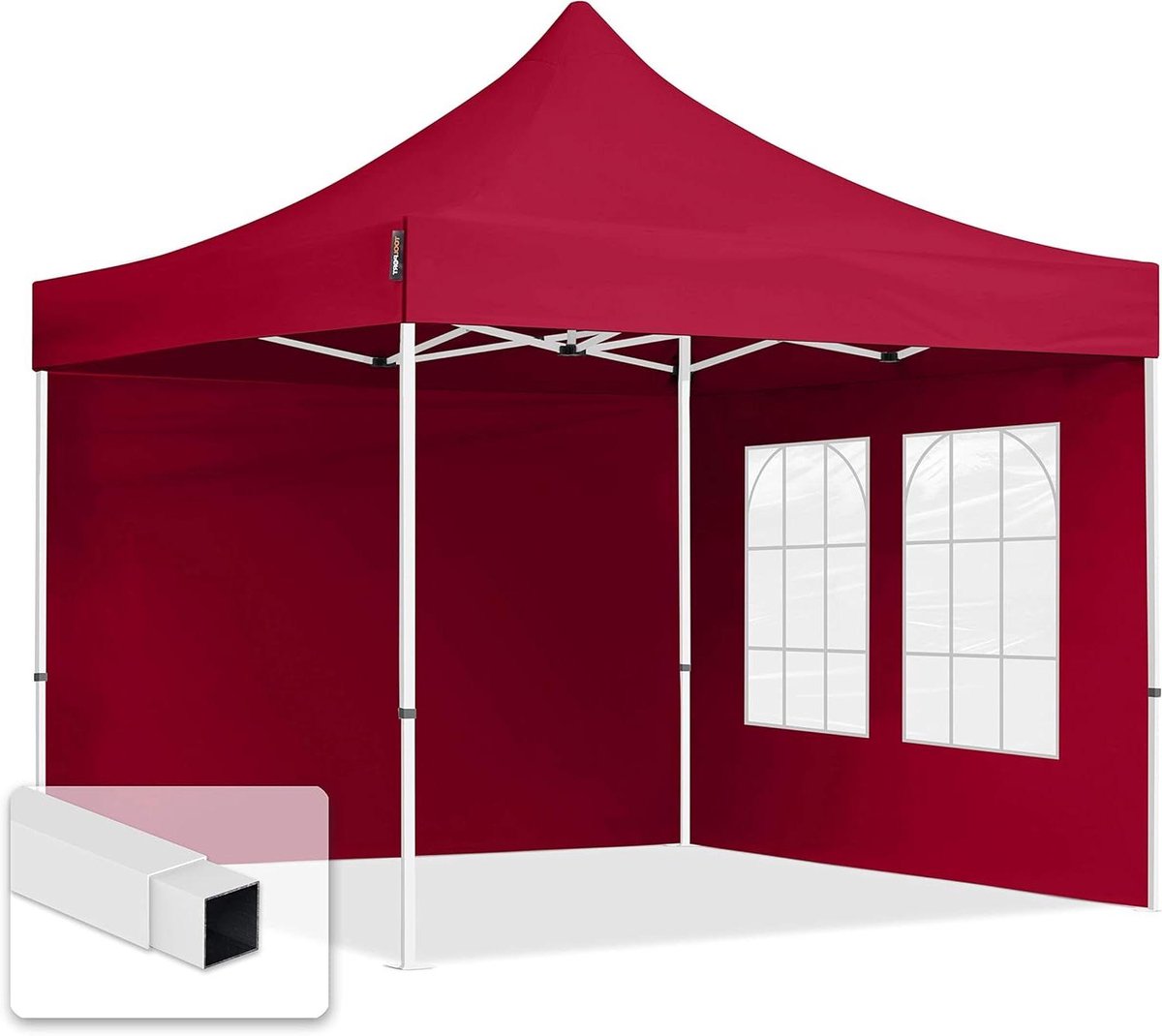 Easy Up Partytent - Pop-up Tent Vouwtent - Tuinfeesten Beschermen - Waterafstotende Dakzeil - 3x3 meter - Rood