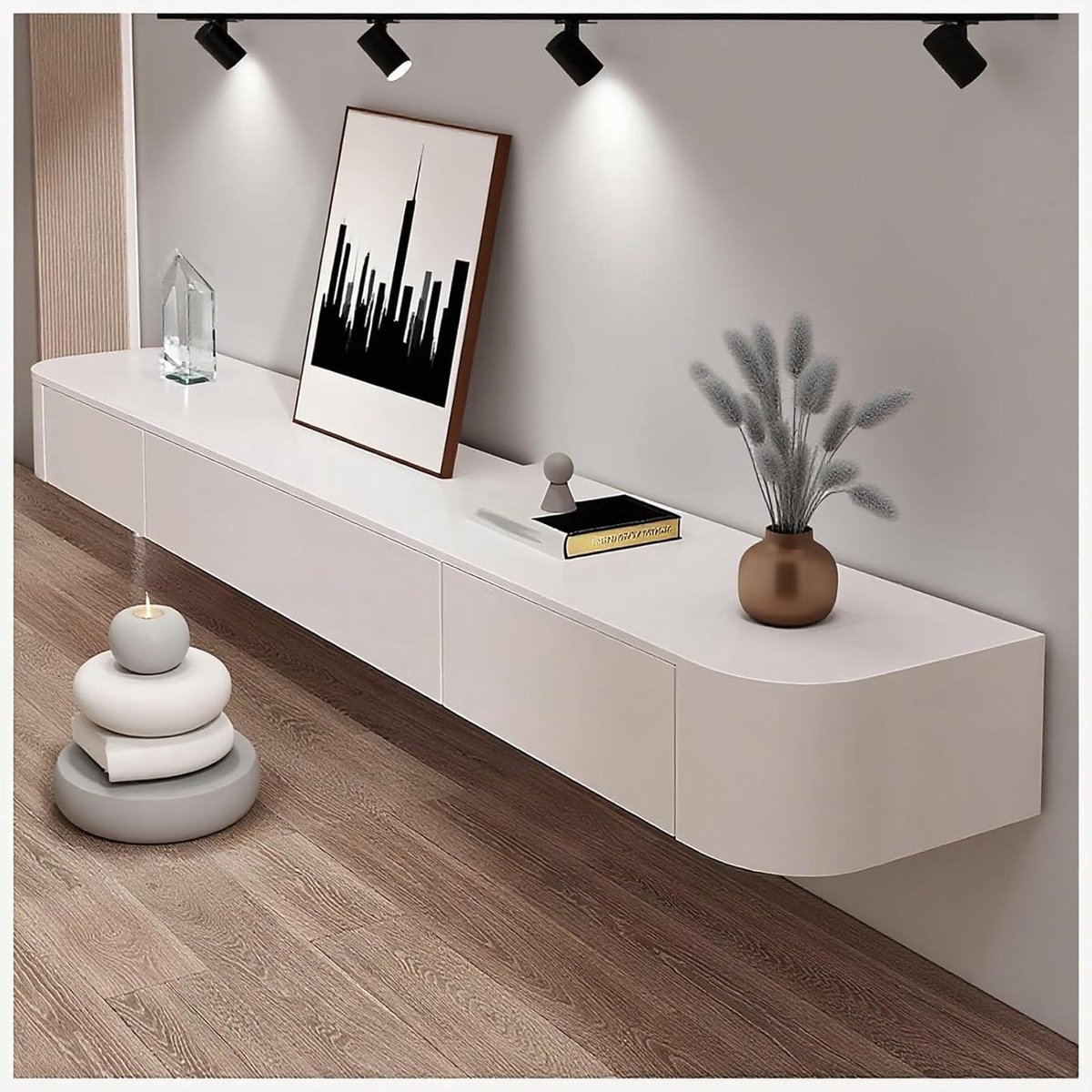 Tv-kast - Tv-meubel televisietafel - Woonkamer organiseren - Met kabelmanagement - 180 cm - Wit