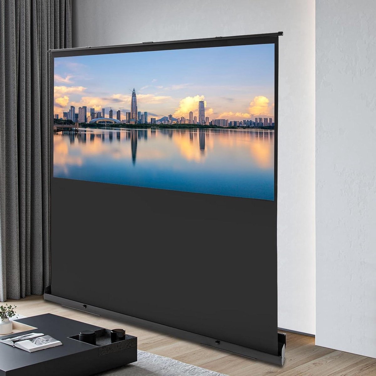 Projectiescherm - Mobiel Scherm Vloerscherm - Thuisbioscoop - Zonder Montage - 80 Inch - Zwart