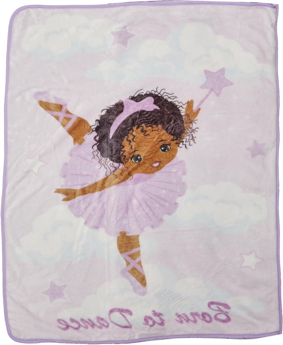 Peuter Plaid - Kinderdeken Ballerina - Knuffelen en Slapen - Superzachte Pluche Stof - 76 x 102 cm - Afro-Amerikaanse Ballerina