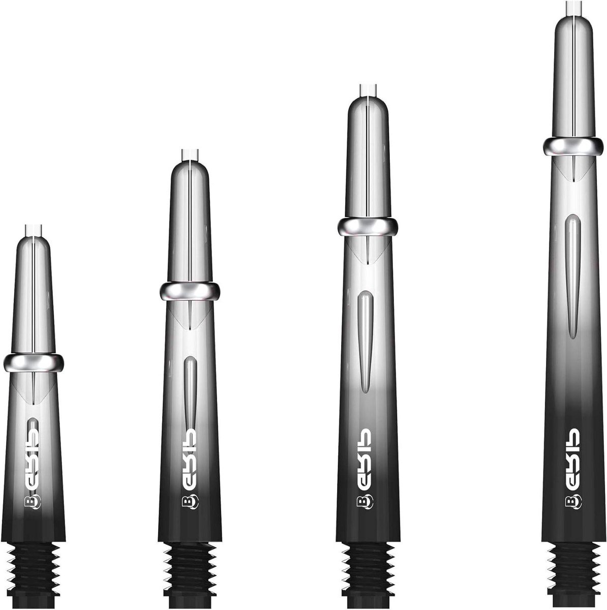 Dartshafts - Dartpijpjes - Darten Verbeteren - Geoptimaliseerde Flight Grip - M (48 mm) - Zwart