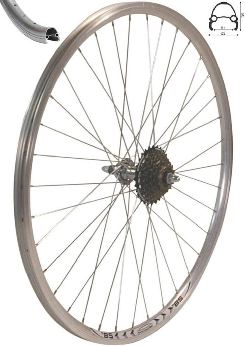 Fietswiel Achterwiel - Fietswielset Wiel - Fietsreparatie Onderhoud - Holle Kamer Velg - 28 inch - Zilver