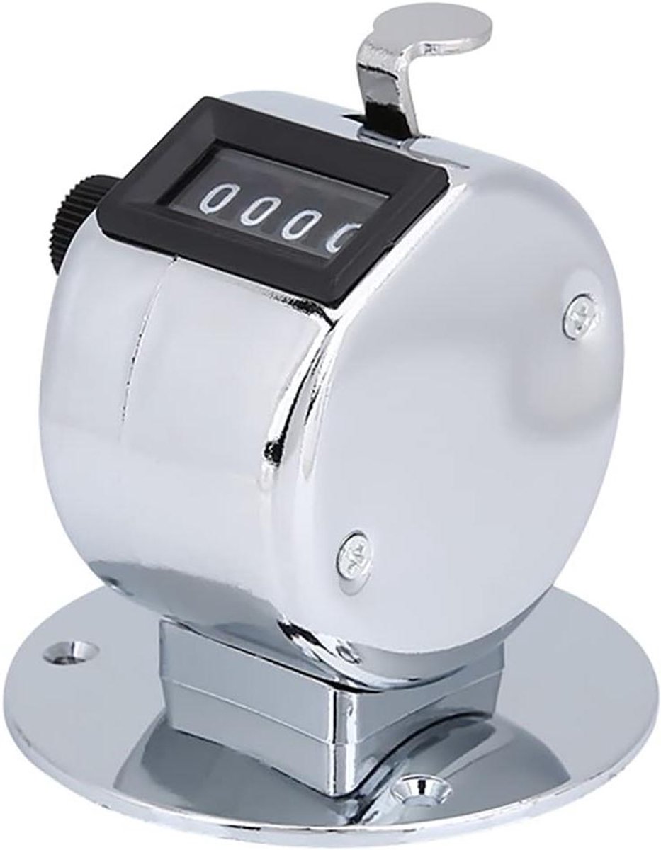 Handteller 4-cijferig - Teller Clicker - Sportwedstrijden Tellen - Mechanisch Geen Batterij - 9999 Tellingen - Zilver