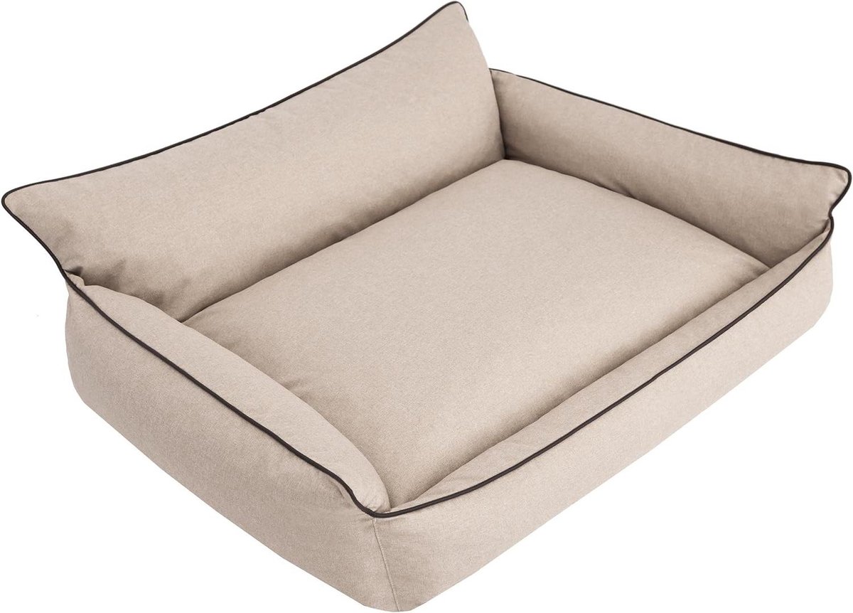 Hondenbed XL - Hondenkussen Sofa - Comfortabel Rusten - Afneembare Hoes - 82 x 63 cm - Beige