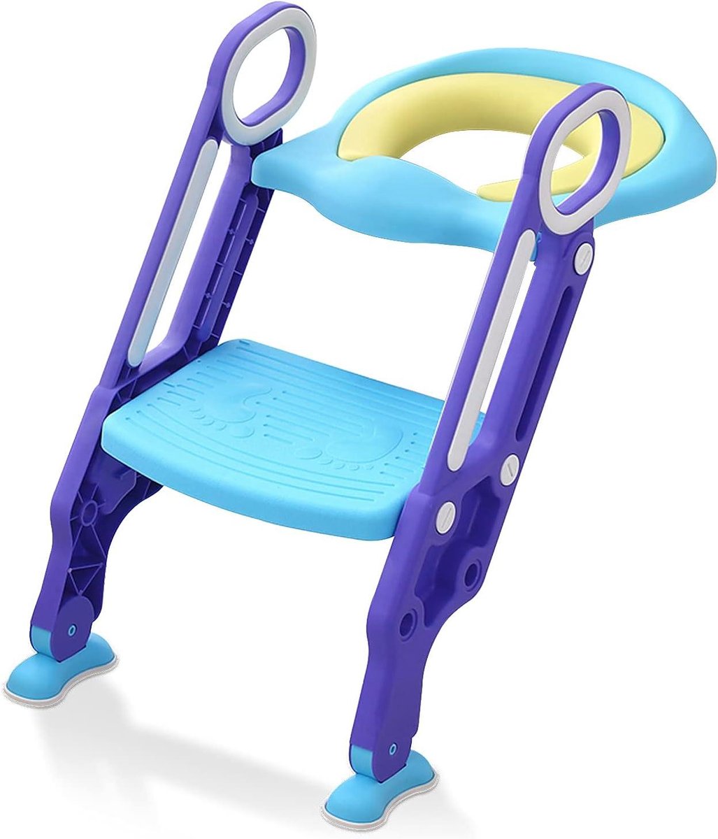 Potjestrainer met Trap - Kinderpotje Toiletbril - Zindelijkheidstraining - In Hoogte Verstelbaar - 1-7 Jaar - Blauw Paars