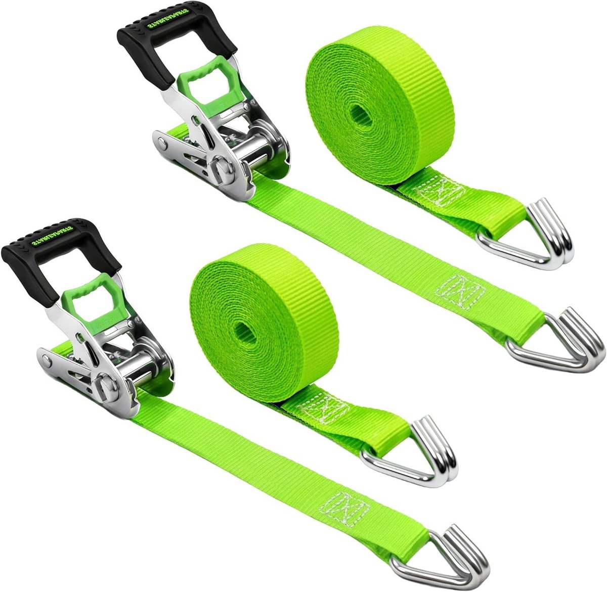 Spanbanden met ratel - Sjorbanden Ratelriemen - Transport Vastzetten - Breukvastheid 800 kg - 25 mm x 4 m - Groen