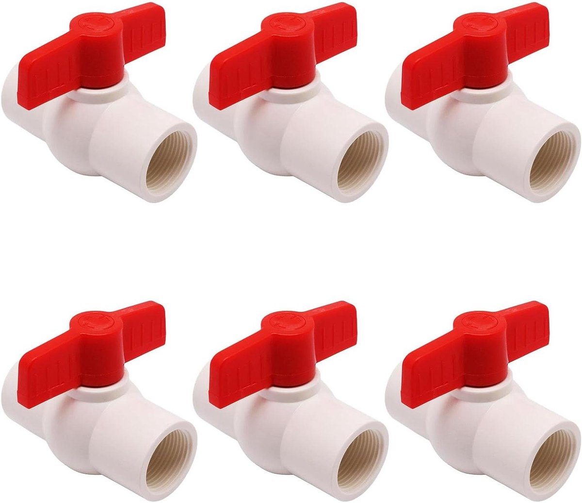Afsluiter PVC - Kogelkraan - Water Leiding - Eén stuk ontwerp - 6 stuks 3/4 inch - Wit