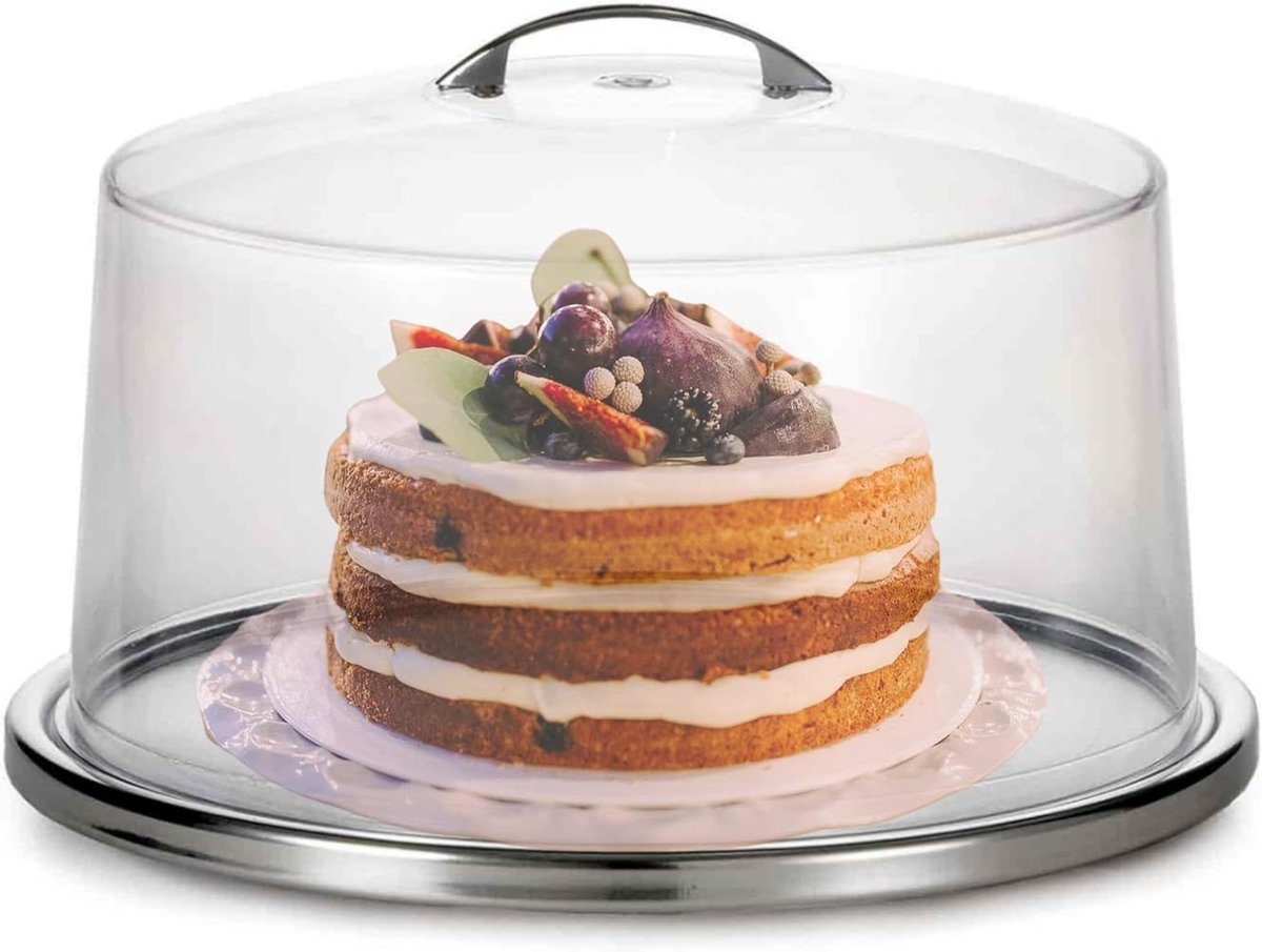 Taart Serveerset - Dessert Plateau - Feestelijke Presentatie - Duurzaam Ontwerp - 33 cm Diameter - Zilver