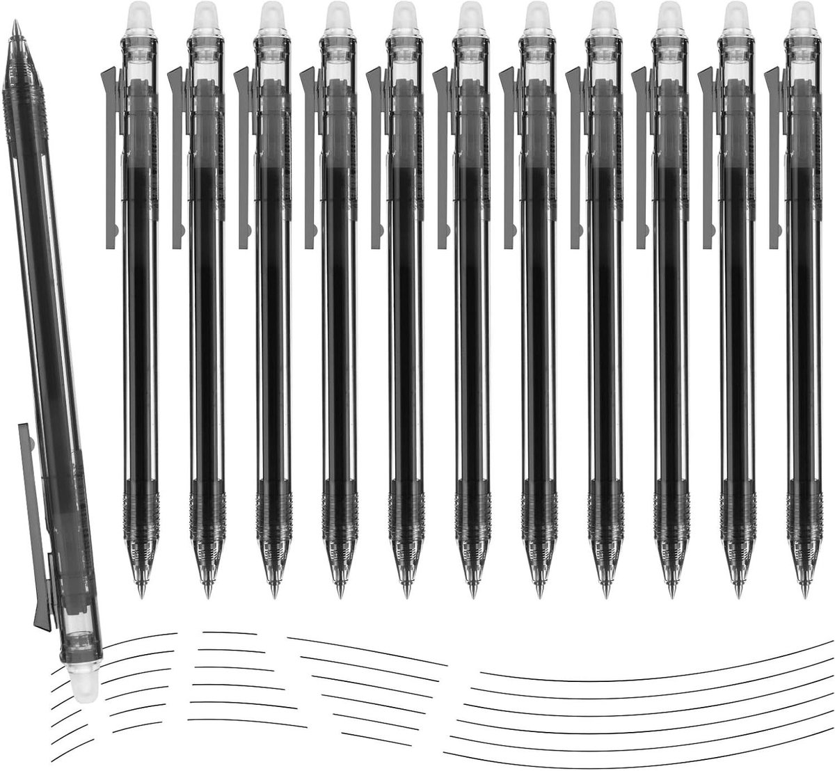 Uitwisbare Pennen - Gel Pennen - Fouten Corrigeren - Intrekbaar Mechanisme - 12 Stuks - Zwart