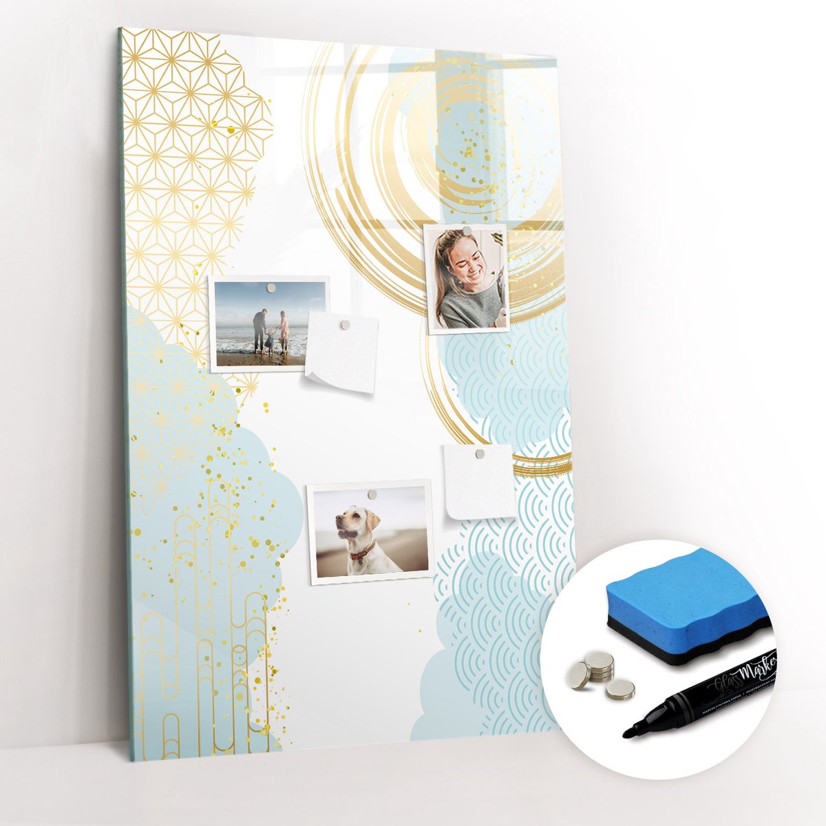 Tulup Whitebord - Decoratieve abstractie - 60 x 90 cm - Veelkleurig Memobord Glas - Gratis 5 Sterke Magneten + Whiteboard Marker & Wisser - Stylish Memo Board - Memobord Glas - Planning Muur