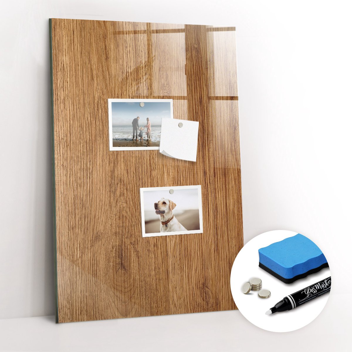 Tulup Whitebord - Licht hout, warme tint - 40 x 60 cm - Bruin Memobord Keuken - Gratis 5 Sterke Magneten + Whiteboard Marker & Wisser - Decoratief Magnetisch Bord - Magnetic Board - Productiviteit Tools