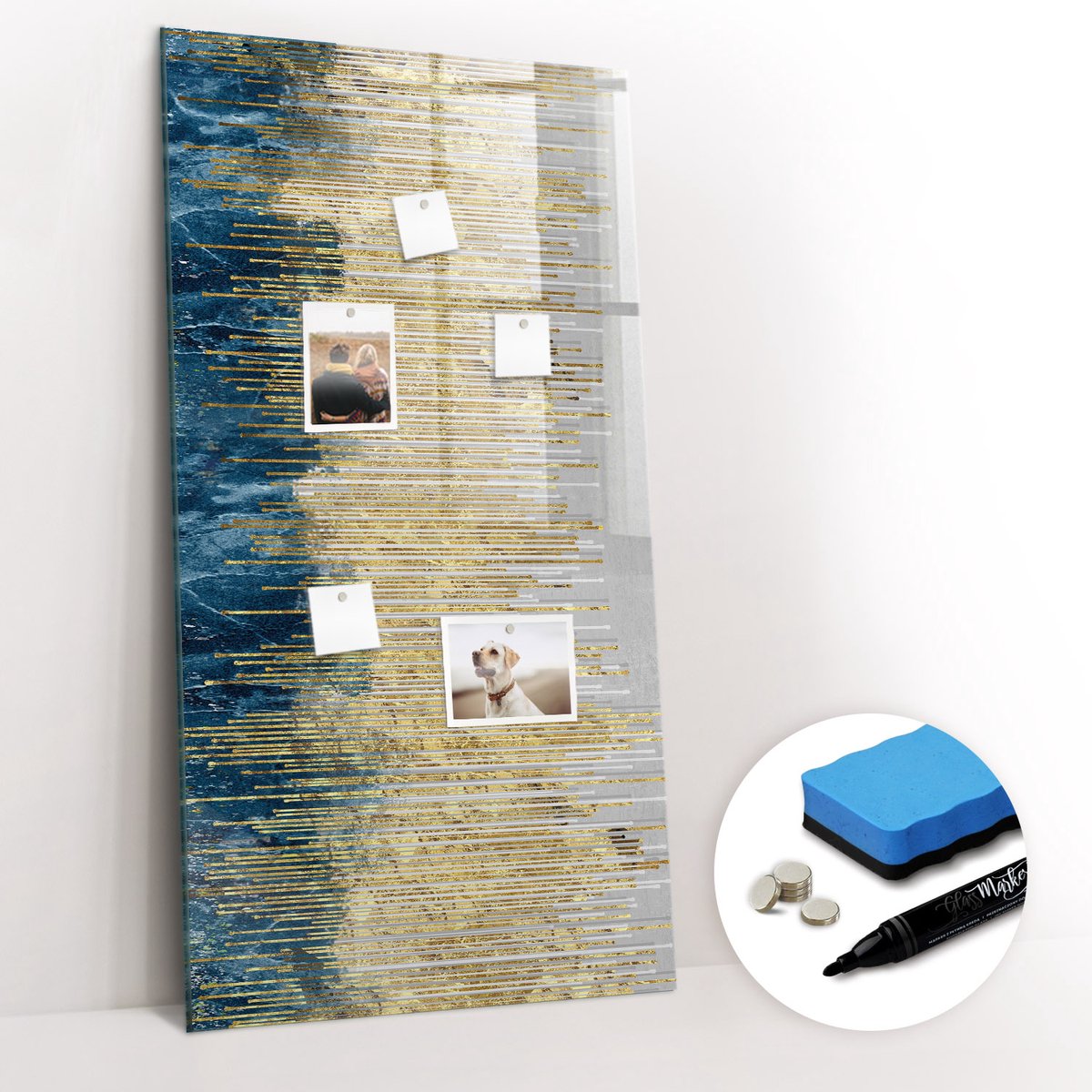 Tulup Whitebord - Decoratief retro patroon - 60 x 120 cm - Veelkleurig Memobord Glas - Gratis 5 Sterke Magneten + Whiteboard Marker & Wisser - Design Memobord - Memo Bord - Ideeënbord Thuiswerkplek