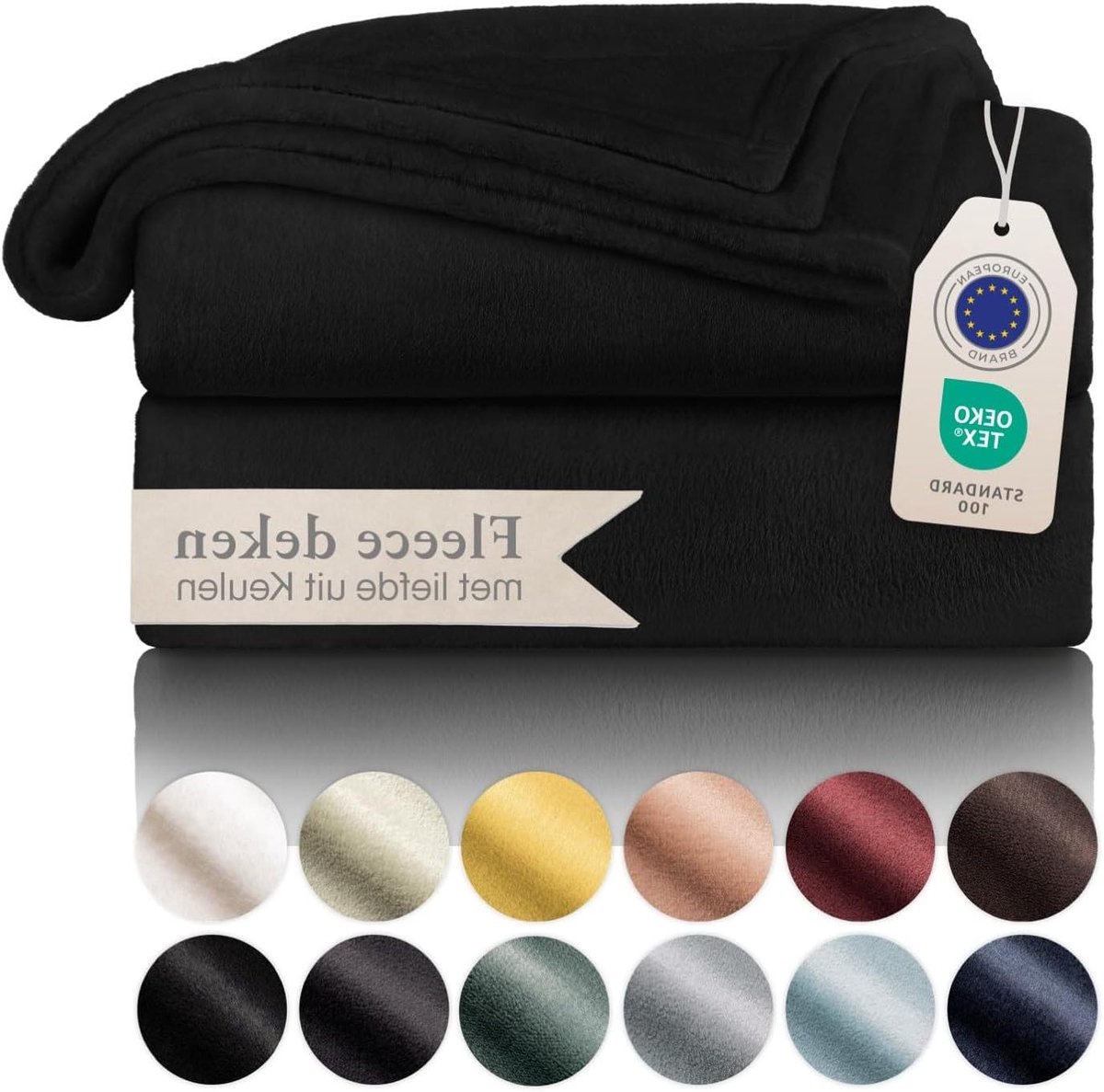 Fleece Deken - Zachte Plaid - Gezellig Ontspannen - OEKO-TEX Gecertificeerd - 270 x 230 cm - Zwart