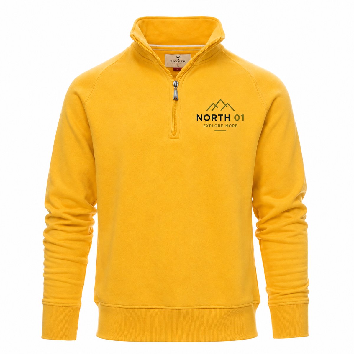 Half Zip Trui Heren - Sweater Heren - Geel - Schipperstrui Heren - NORTH 01 - Maat L