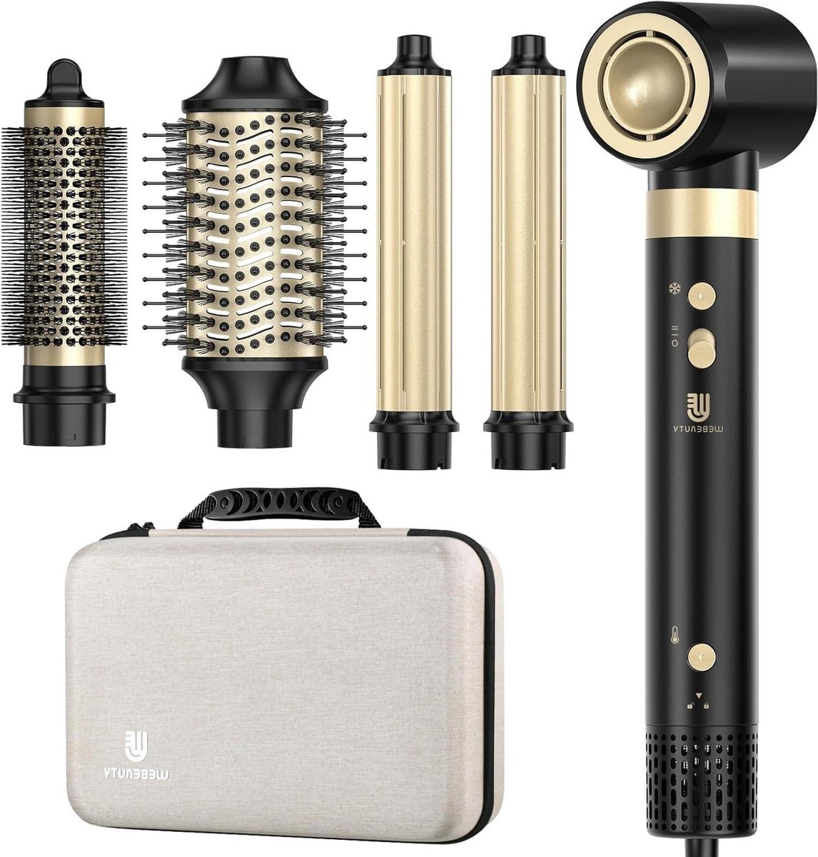 Haarstyler 6-in-1 - Multistyler Föhn - Haar Stylen - Negatieve Ionentechnologie - 1400W - Zwart
