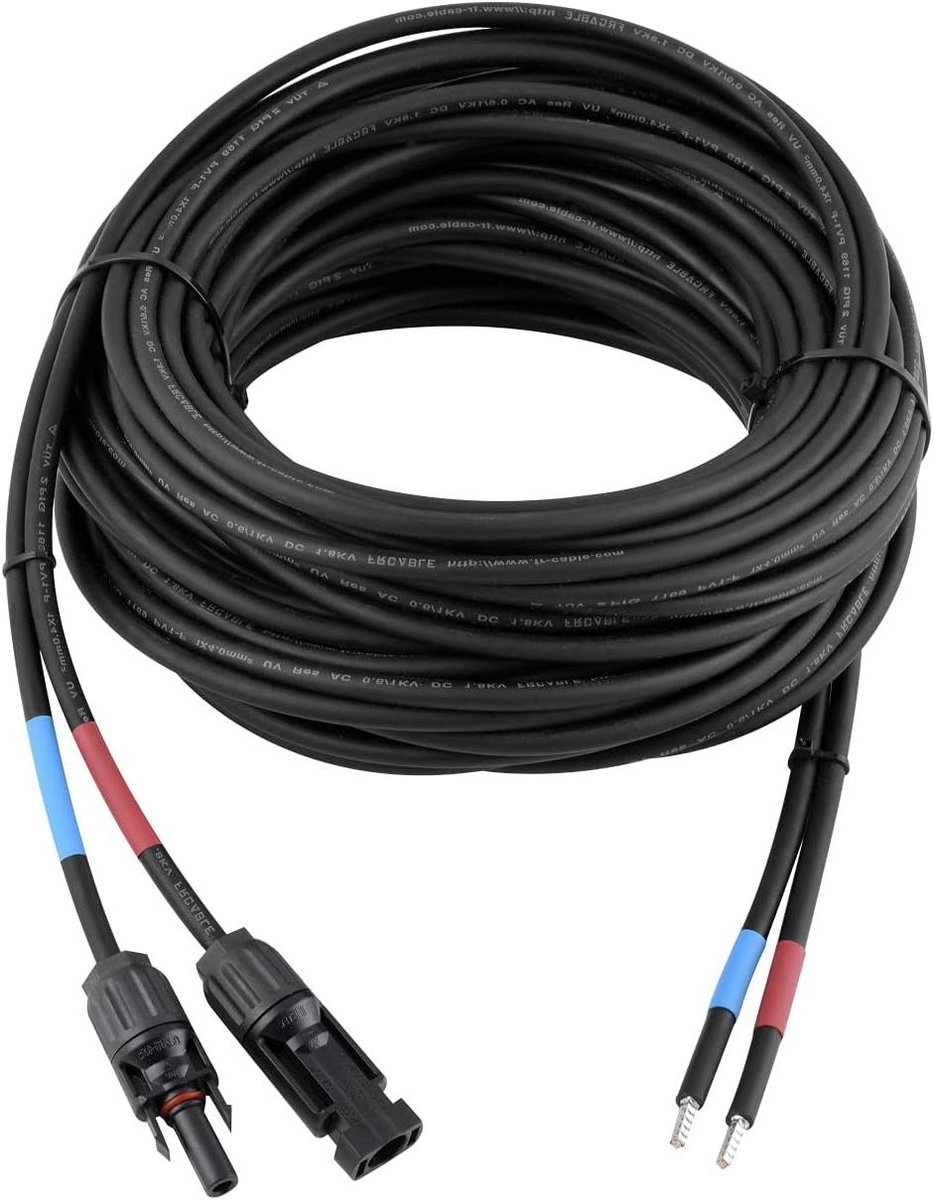 Zonne-energie Kabel - Verbindingskabel - Zonnepanelen Koppelen - Dubbel Geïsoleerd - 10 Meter - Zwart