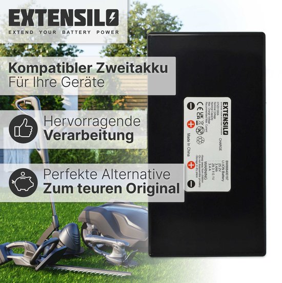 EXTENSILO Vervangende accu voor Stiga 1126-1032-01, 1126-9121-01, 1126-9137-01, 531118, 531119, 531113 voor grasmaaiers (3400mAh 25,2V Li-Ion) — afbeelding 5