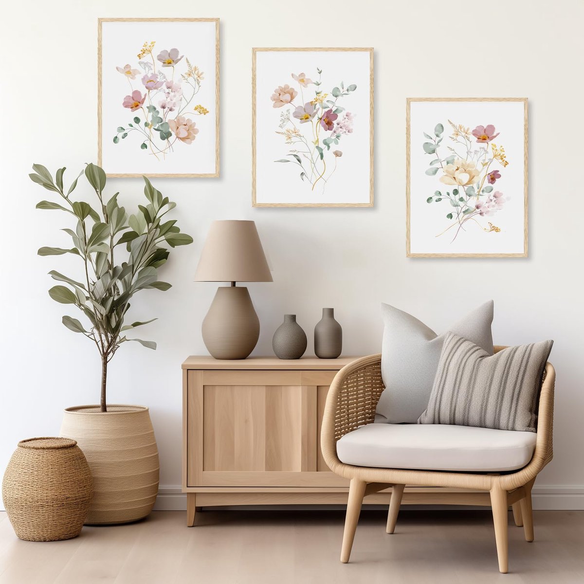 Waterverf Bloemen Wanddecoratie Poster Minimalistische Botanische Muur Poster voor Slaapkamer Woonkamer Decor 12x16 in Set van 3 Niet Ingelijst — cadeau in Wonen & Interieur - foto 5