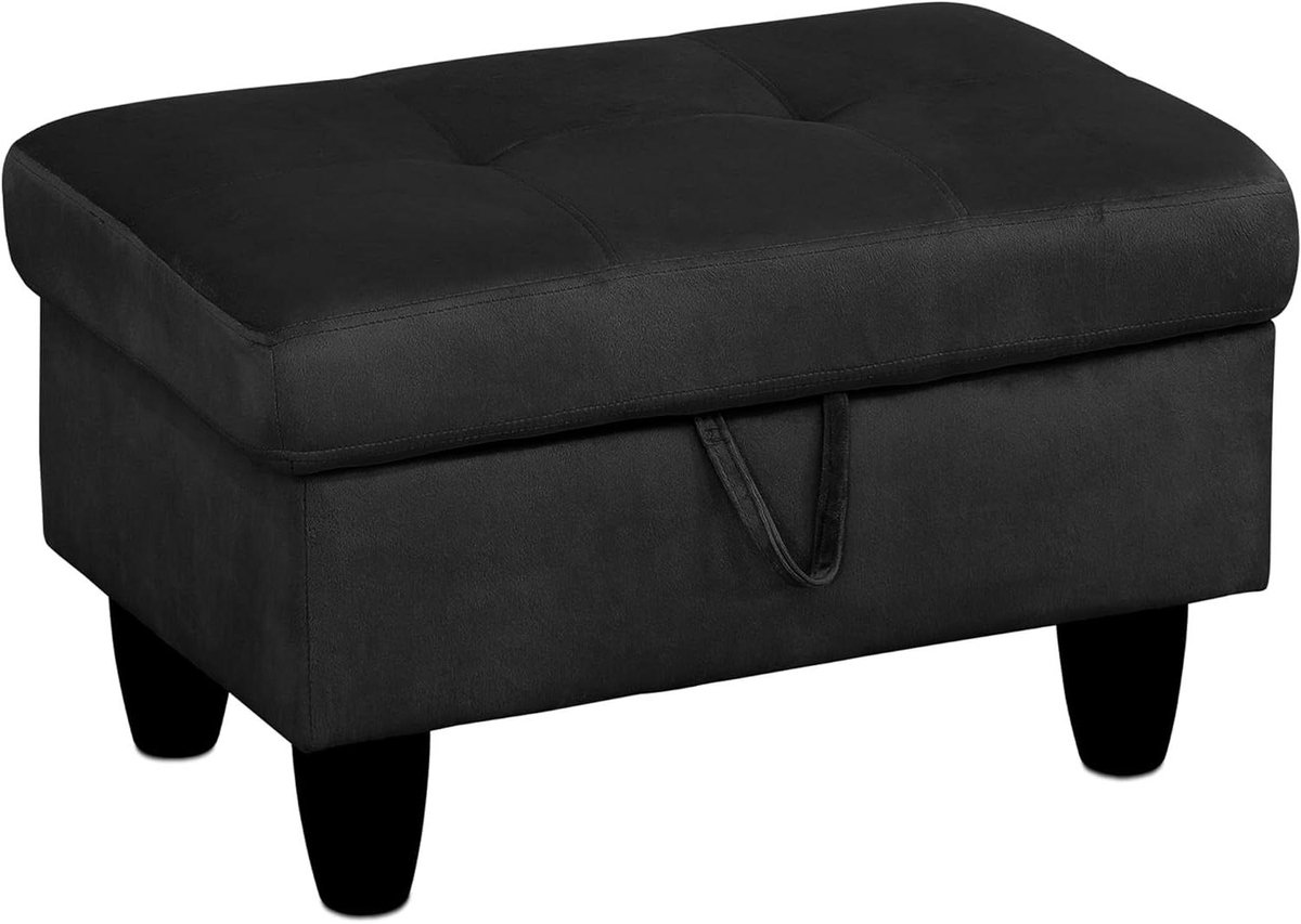 Opbergbank - Voetenbank kruk - Woonkamer organiseren - Softclose deksel - 72 cm breed - Zwart