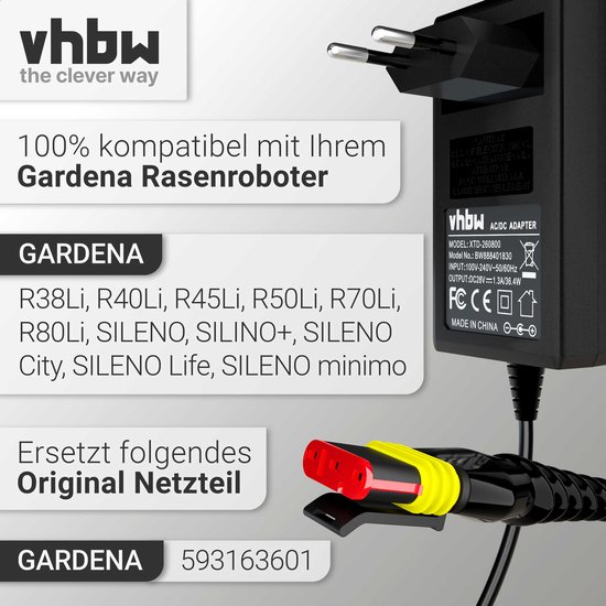 vhbw-voeding compatibel met Gardena Sileno Life en Sileno Minimo robotmaaiers - 10,1 cm van VHBW — afbeelding 4