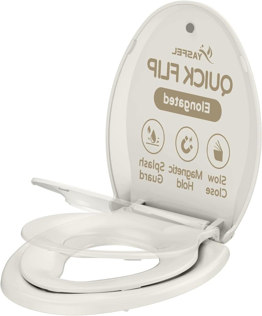 Toiletbril met Kinderzitting - Zindelijkheidstraining Zitting - Hygiëne en Gemak - Softclose Ingebouwd - Langwerpig Ovaal - Amandel