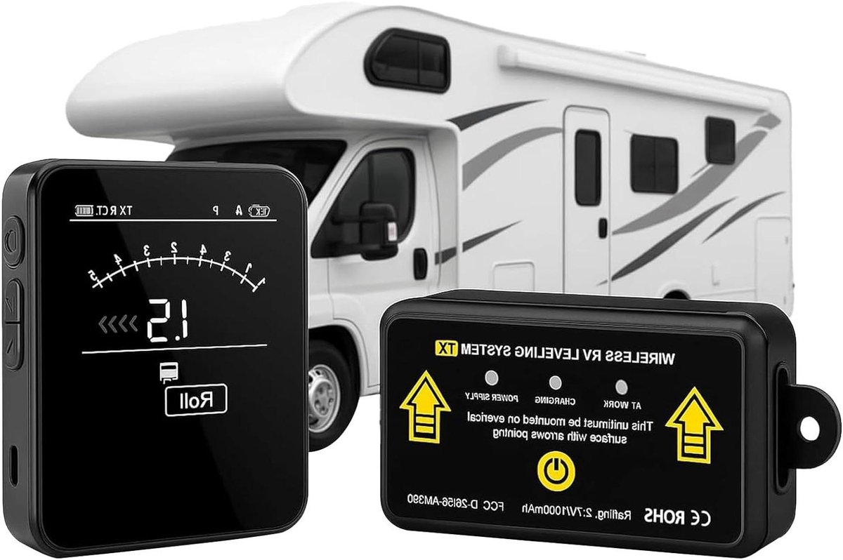 Camper Niveau Systeem - Caravan Nivellering - Reizen met Camper - Draadloze Verbinding - 45 Meter Bereik - Zwart