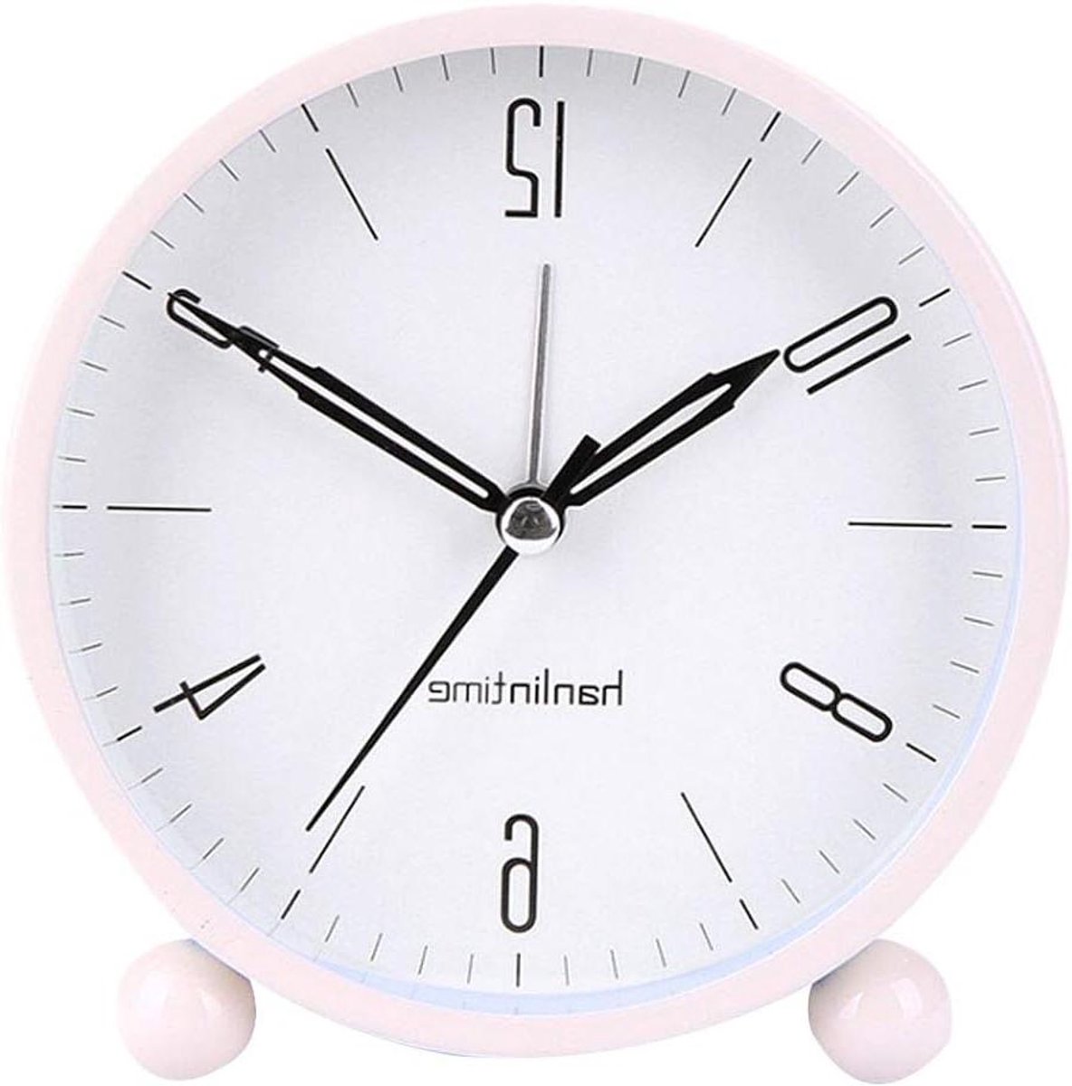 Stille Wekker - Tafelklok - Rustig Slapen - Nachtlamp Functie - 4 Inch Rond - Beige