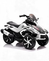 12V elektrische kinder-ATV met 2 motoren van 45 W – Elektrische kinder-ATV – met LED-verlichting, muziek en langzame start – Op batterijen werkend kindervoertuig voor jongens en meisjes van 3 tot 8 jaar - Wit