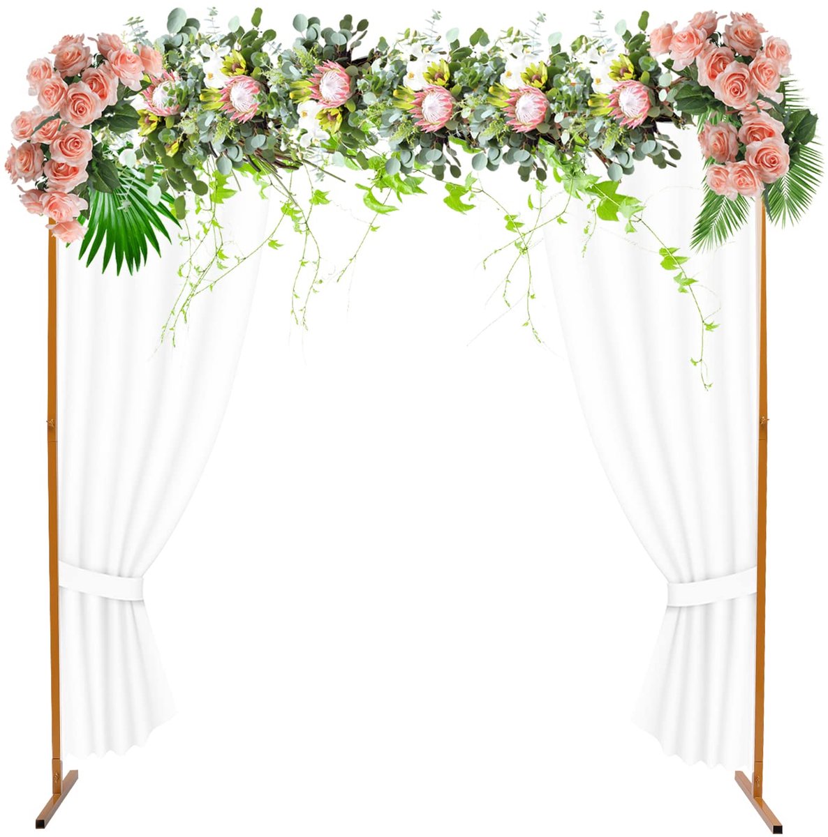 2 x 2 m rechthoekige gele metalen bruiloftsboog bloemenboog trouwboog trouwboog bruiloft arch voor bruiloften, verjaardagsfeesten, banketten, winkelopeningen, afstudeerfeesten