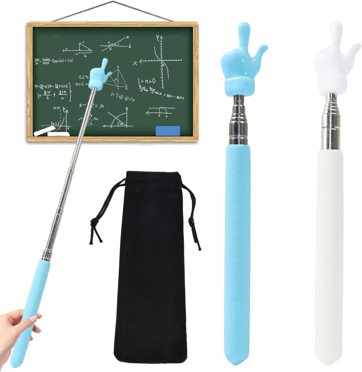 Aanwijsstokken 2 stuks - Telescopische wijzers - Presentaties geven - Uitschuifbaar ontwerp - 55 cm lang - Zwart