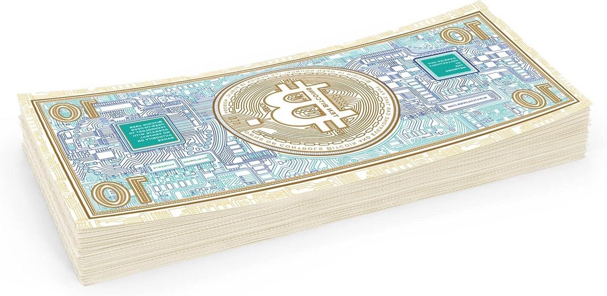 Krasgeld Bitcoin Biljetten - Speelgeld Nepgeld - Cadeau Vullen - Dubbelzijdig Bedrukt - 100 stuks - Gekleurd
