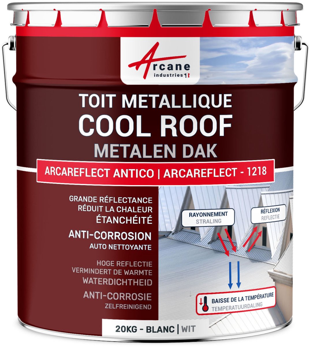 Coolroof, Anti-warmteverf metalen dak: ARCAREFLECT - 1218
