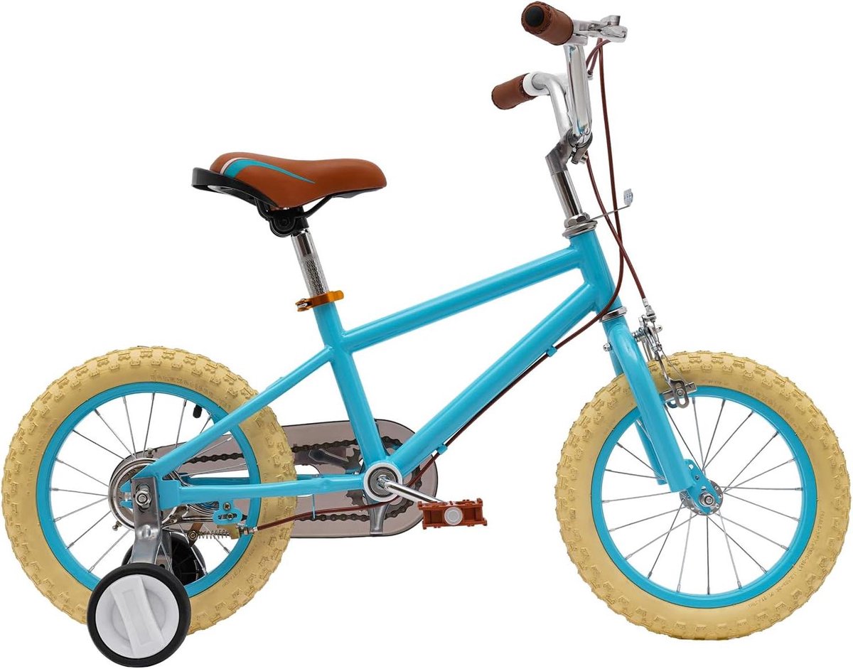 Kinderfiets 14 inch - Meisjesfiets Jongensfiets - Leren Fietsen - Verstelbaar Zadel Handvat - 90-110 cm - Blauw