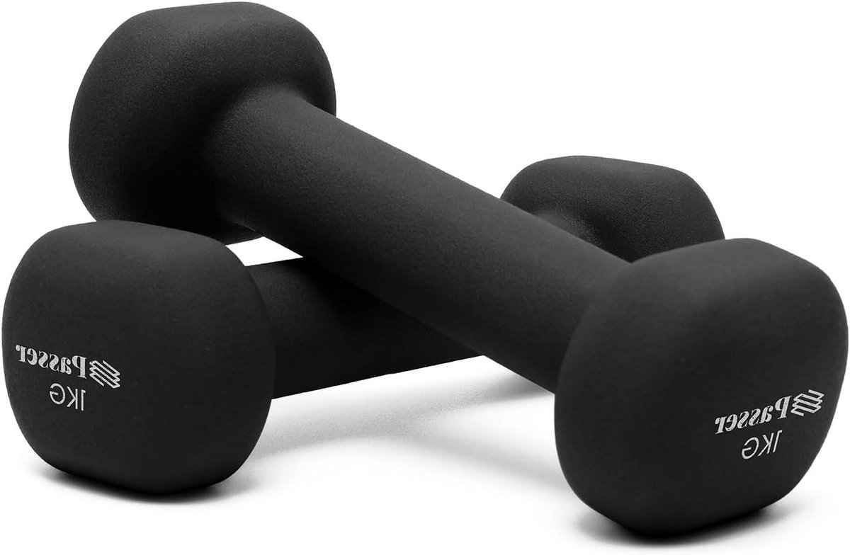 Neopreen halterset - Korte gewichten - Thuis trainen - Antislip neopreen coating - Set van 2 - Zwart