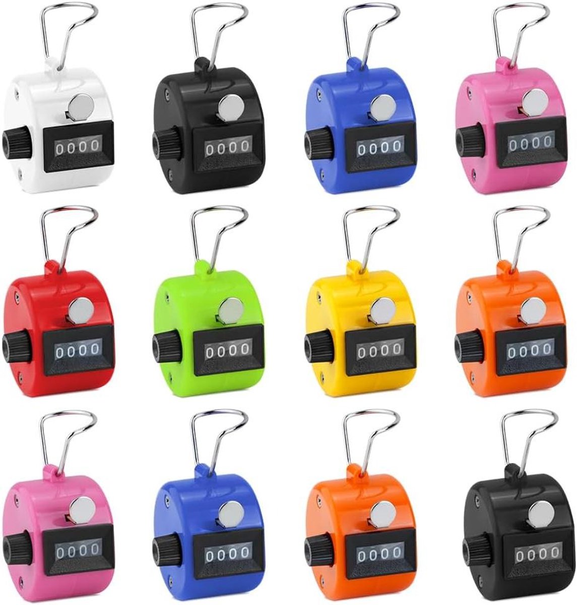 Gekleurde Handtellers - Klikkers Stappentellers - Wedstrijden Tellen - Mechanische Teller - 12 stuks - Gemengde Kleuren